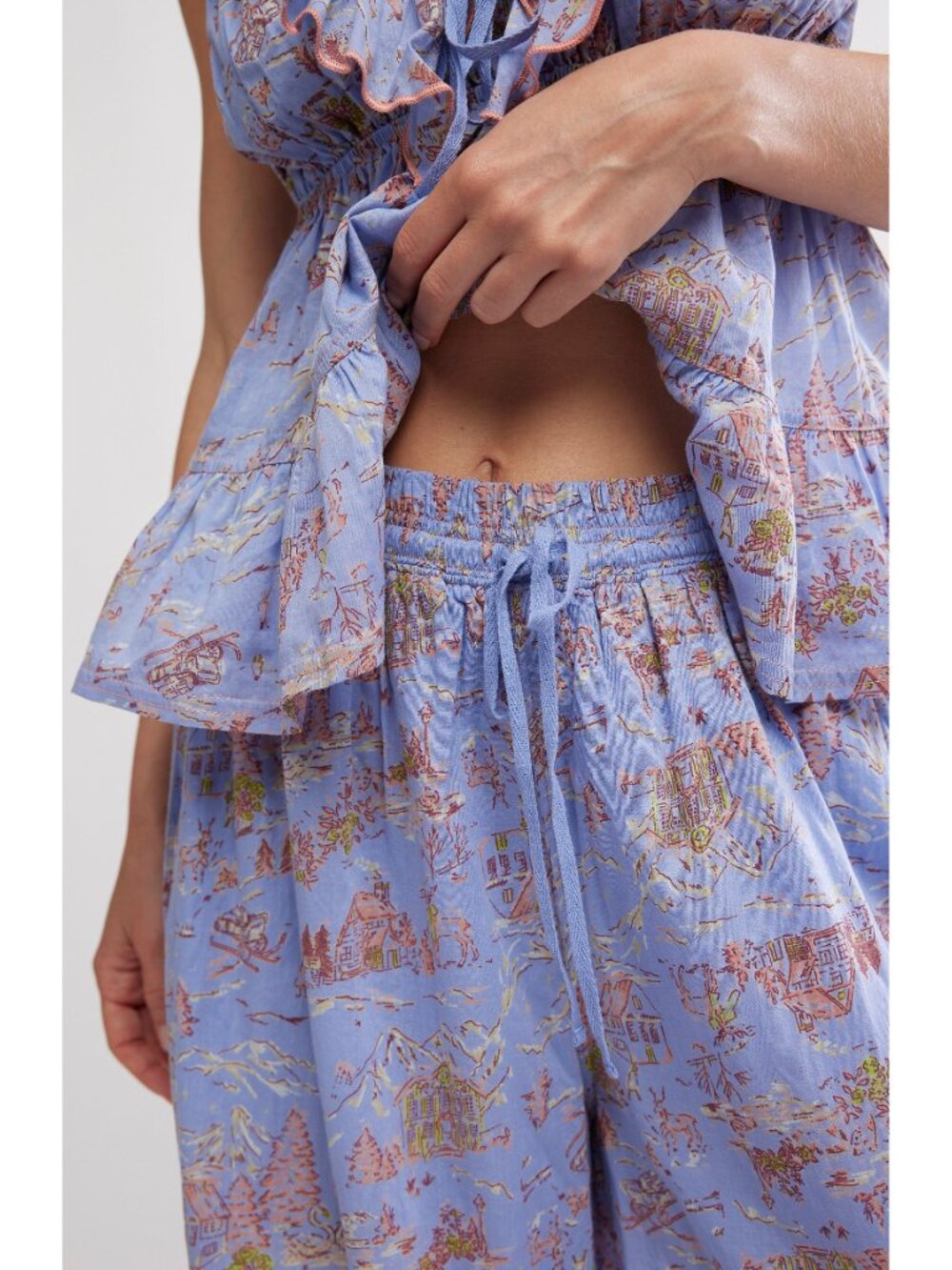 FREE PEOPLE Tangled Lights Printed Pajama Set / Cornflower Combo - Picture 4 of 6
